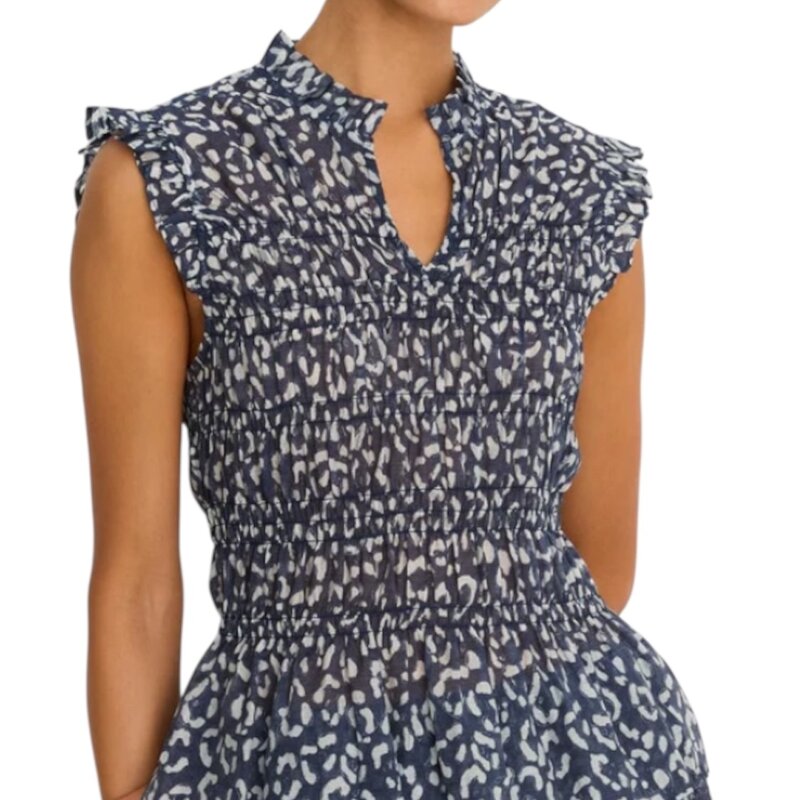 NIC+ZOE Leopard Sketch Smocked Top