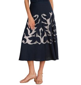 NIC+ZOE Antibes Linen Cut Out Skirt