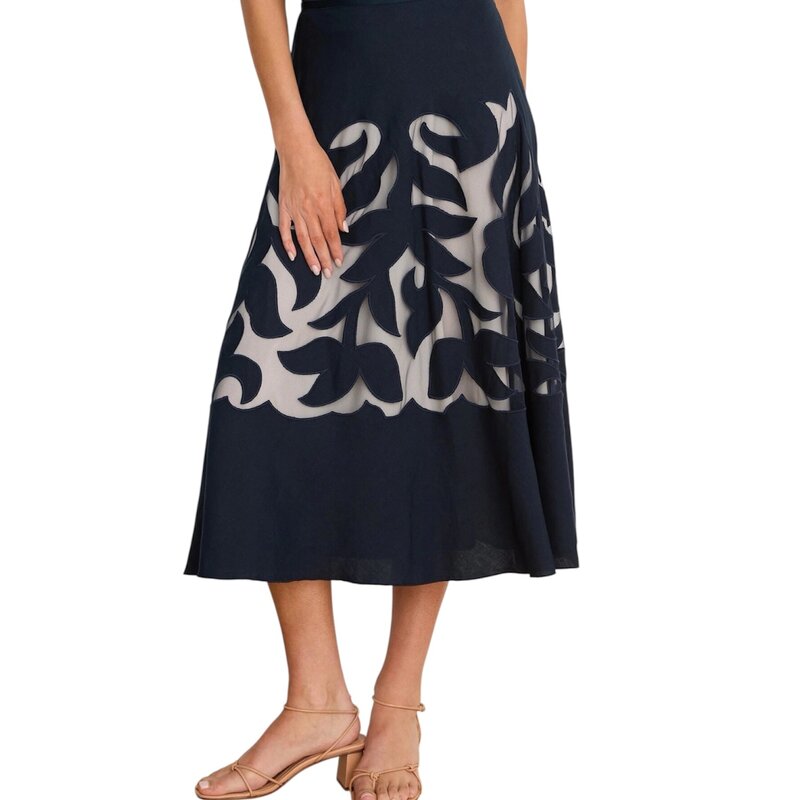 NIC+ZOE Antibes Linen Cut Out Skirt