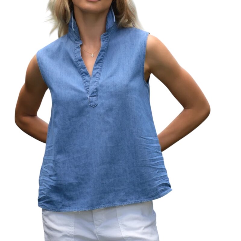 Frank & Eileen OLIVIA  Popover Tank Vintage Stonewashed Indigo
