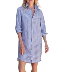 Frank & Eileen MARY BTNS Classic Shirtdress Blue Navy Stripe