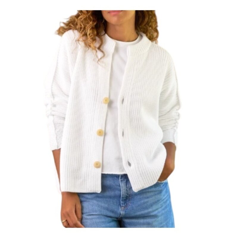 Frank & Eileen Montecito Crew Neck Cardigan Ivory