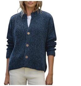 Frank & Eileen Montecito Crew Neck Cardigan Blueberry