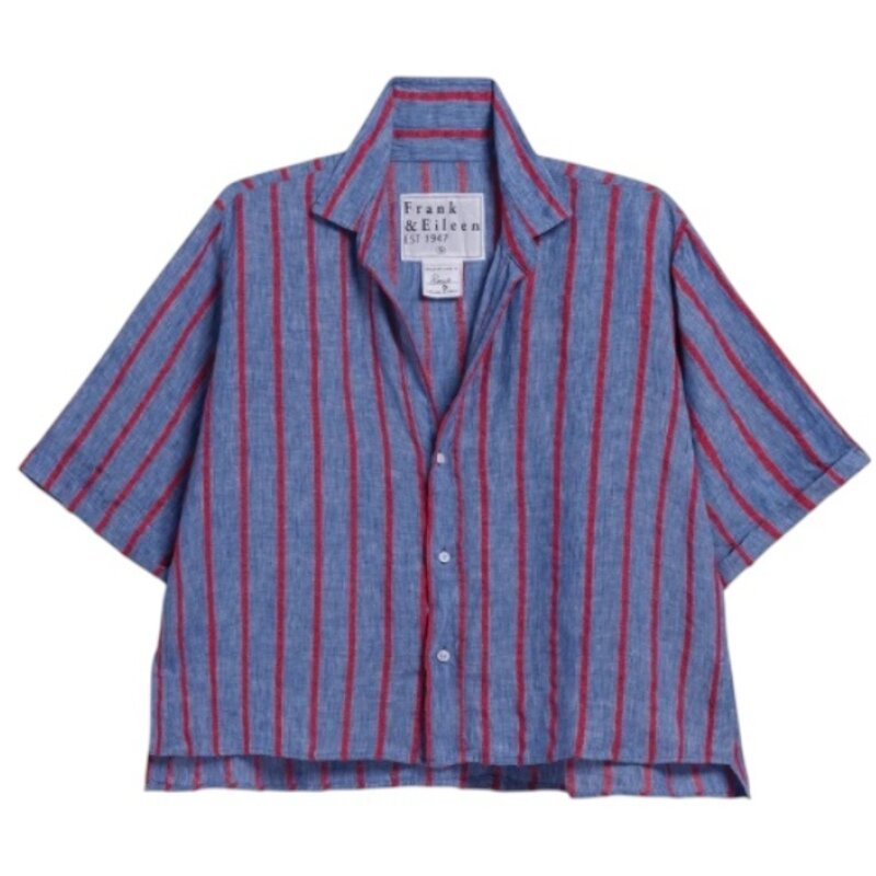 Frank & Eileen ROSIE Short-Sleeve Button-Up Shirt Red Navy White Stripe