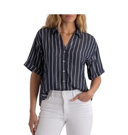 Kut From The Kloth BRENDA-BOXY BTN FT SHIRT INDIGO WHITE