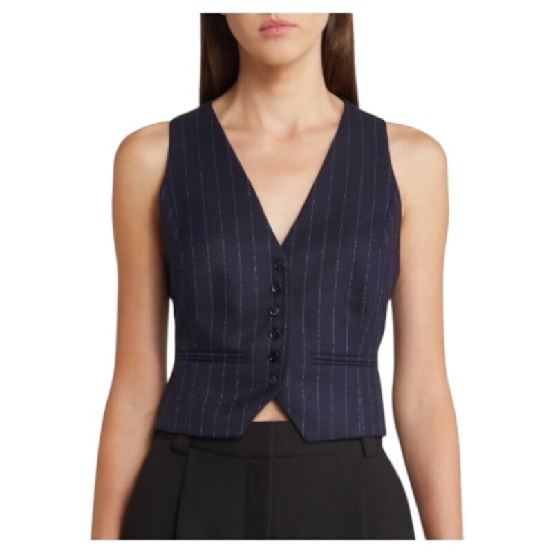FAVORITE DAUGHTER THE FAVORITE VEST NAVY PINSTRIPE