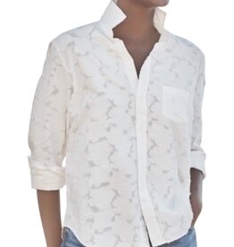 Frank & Eileen Relaxed Button-Up Shirt Textured White Flowers