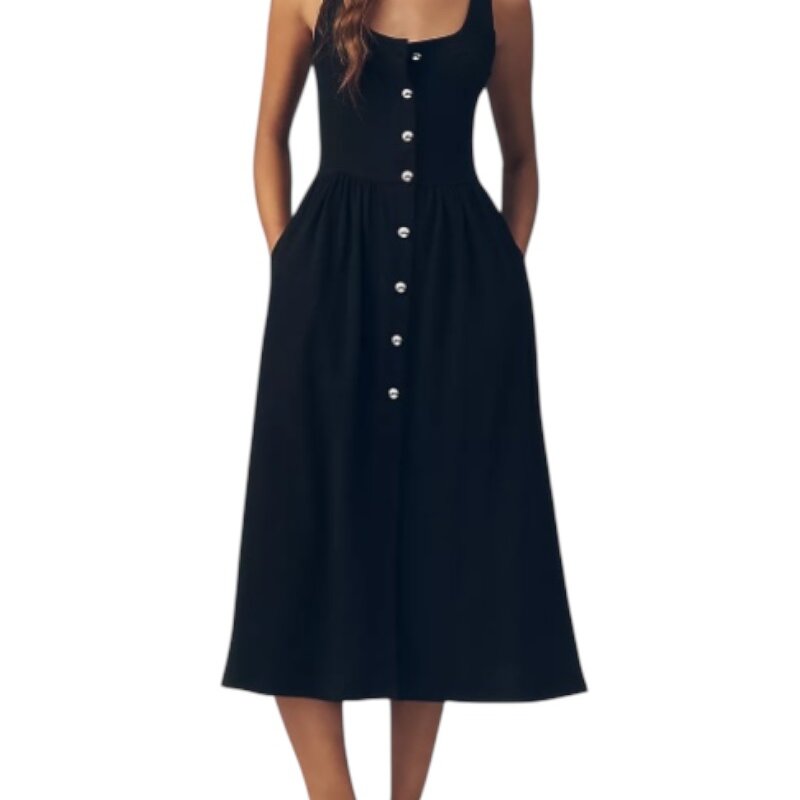 NATION LTD Laurel Midi Dress Jet Black
