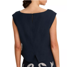 NIC+ZOE ANTIBES LINEN CUT TOP