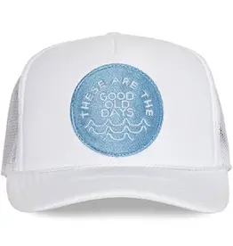 Friday Feelin These Are The  Good Old Days  Trucker Hat in  White