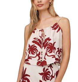 TIE FRONT CAMI-ISLAND DAMASK PRINT
