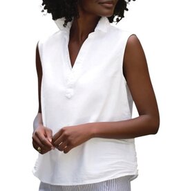 Frank & Eileen OLIVIA Popover Tank White Tattered Denim