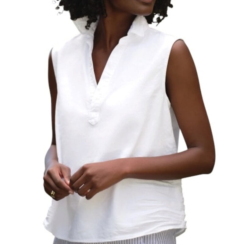 Frank & Eileen OLIVIA Popover Tank White Tattered Denim