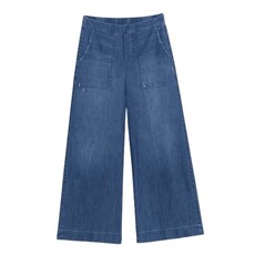 Frank & Eileen MADELINE Patch Pocket Pull-On Pant Distressed Indigo Washed Denim