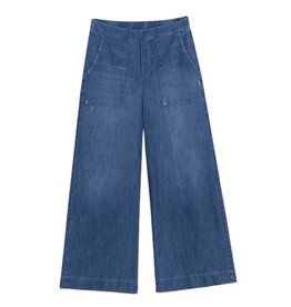 Frank & Eileen MADELINE Patch Pocket Pull-On Pant Distressed Indigo Washed Denim