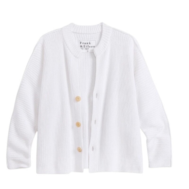 Frank & Eileen Montecito Crew Neck Cardigan White