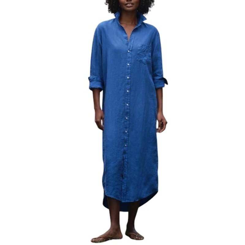 Frank & Eileen RORY CBLNMaxi Shirtdress Cabo Blue
