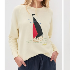 The Great THE COLLEGE SWEATSHIRT W/ SAILING BOAT APPLIQUE