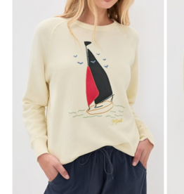 The Great THE COLLEGE SWEATSHIRT W/ SAILING BOAT APPLIQUE