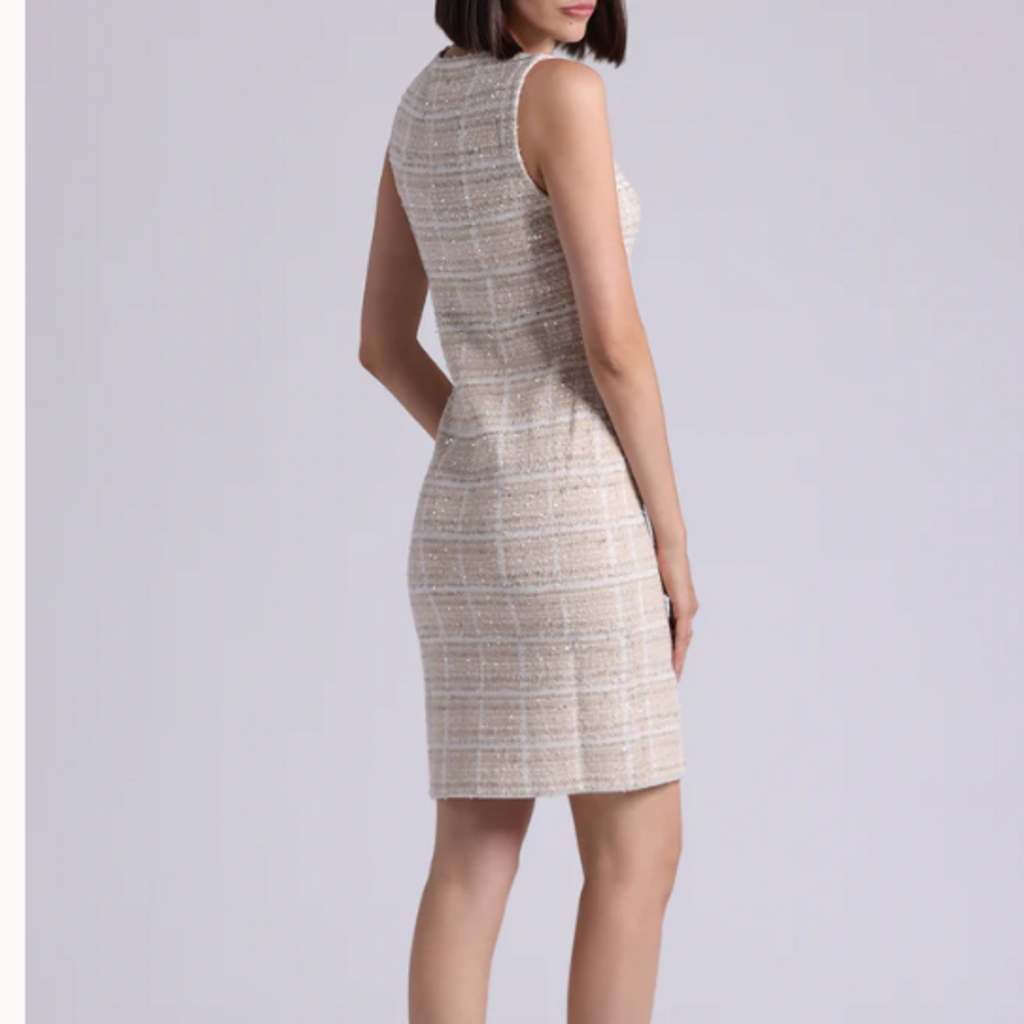 Viscose Sleeveless Tweed Dress  Brown Sugar Combo