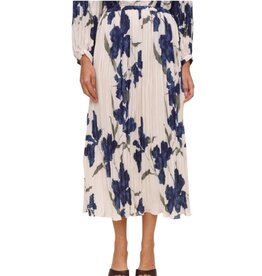 PLEATED MAXI SKIRT-INDIGO IRIS PRIN