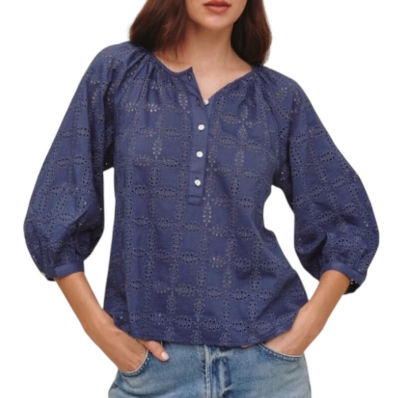 3/4 SLEEVE PULLOVER-INDIG