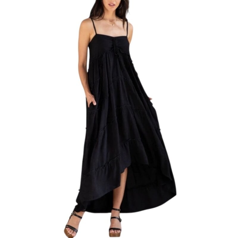 SPAGHETTI STRAP TIERED MAXI DRESS