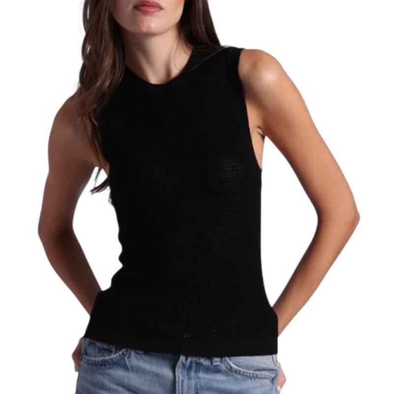 Mesh Stitch Tank Black