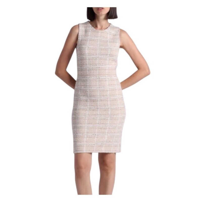 Viscose Sleeveless Tweed Dress  Brown Sugar Combo