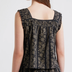 The Great THE VICTORIAN PLEAT TANK BLACK & CREAM FLORAL