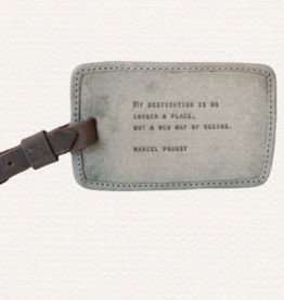 Sugarboo My Destination (Marcel Proust) Leather Luggage Tag - Stone