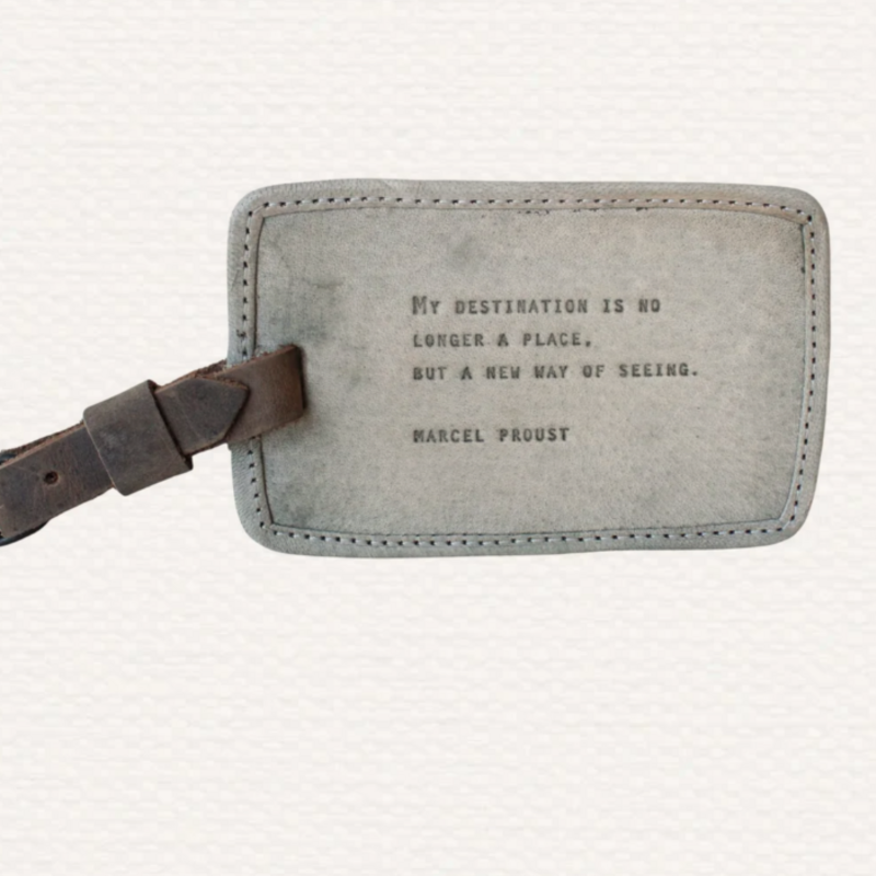 Sugarboo My Destination (Marcel Proust) Leather Luggage Tag - Stone