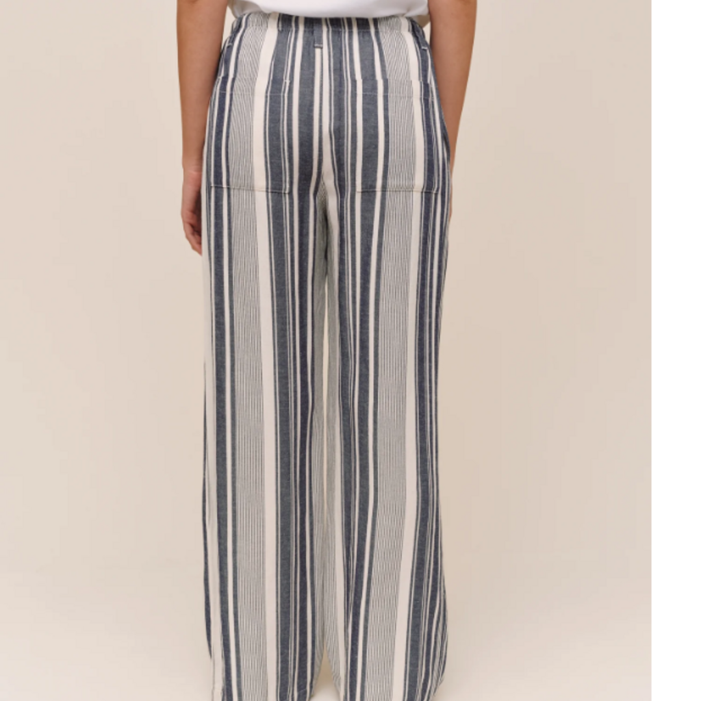 CLEAN WIDE LEG PANT-WORN NAVY STRIPE