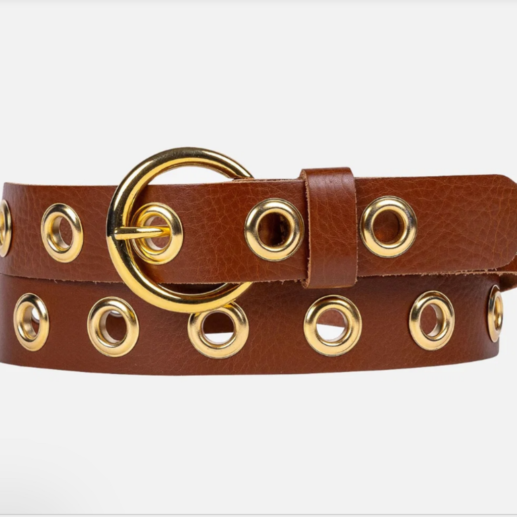 Mason Cognac  Eyelet Leather Belt