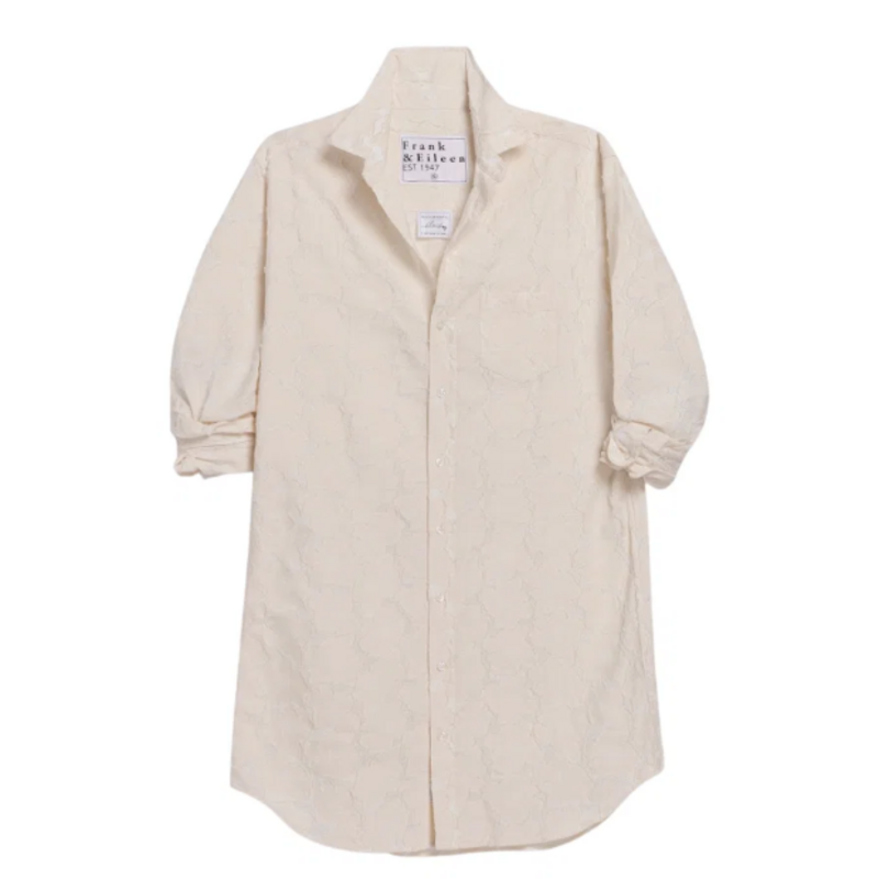 Frank & Eileen MARY Classic Shirtdress Textured Natural Floweres