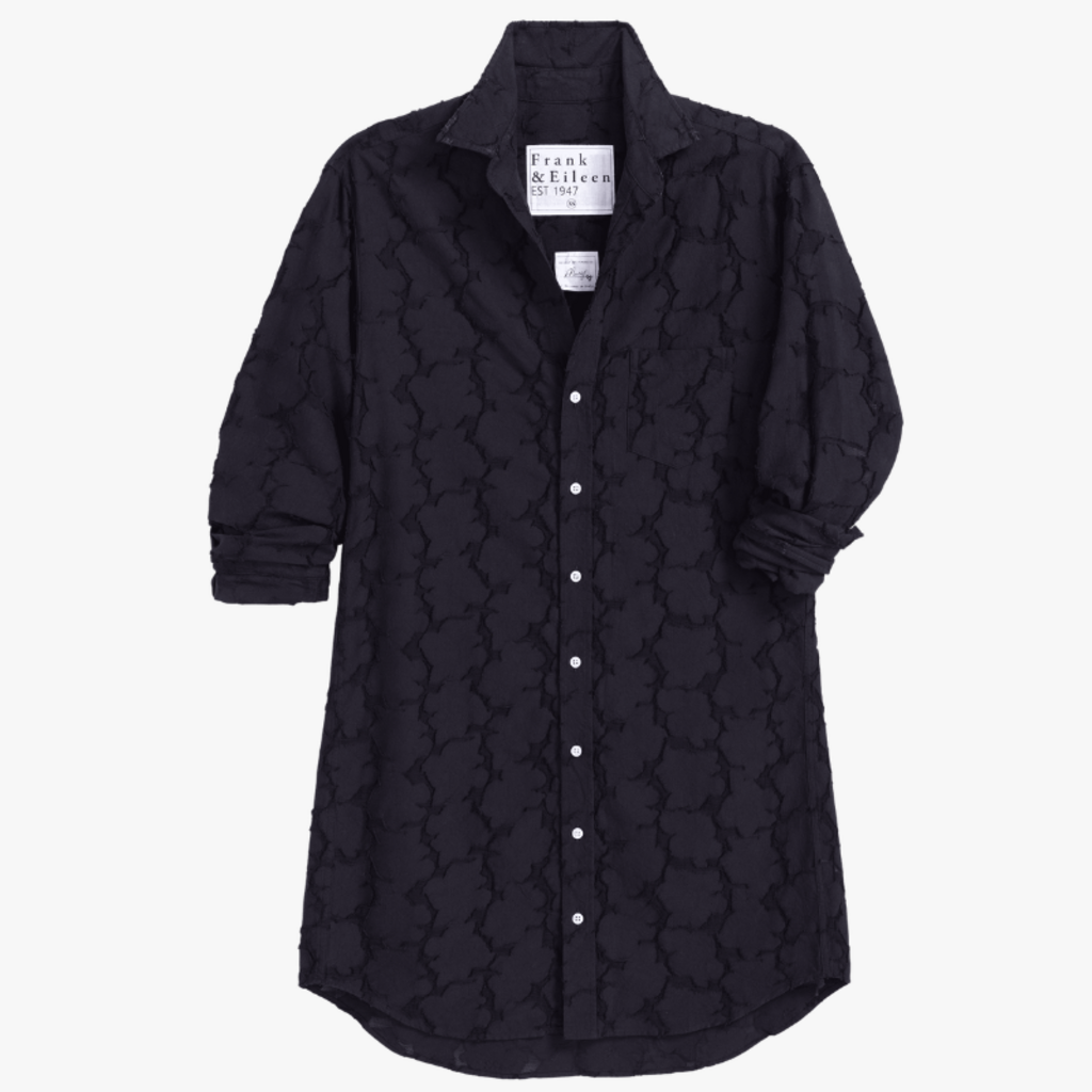 Frank & Eileen MARY Classic Shirtdress Textured Black Flowers
