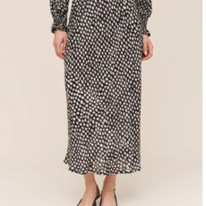 BIAS SKIRT WITH STRIPE ELASTIC WAISTBAND-SKETCHED STARS PRINT