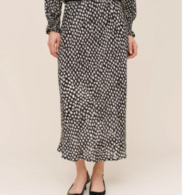 BIAS SKIRT WITH STRIPE ELASTIC WAISTBAND-SKETCHED STARS PRINT