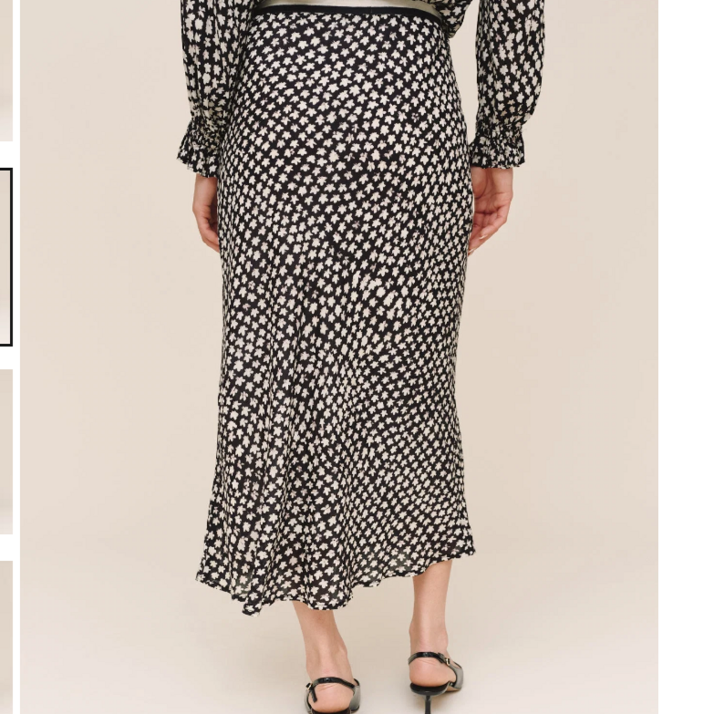 BIAS SKIRT WITH STRIPE ELASTIC WAISTBAND-SKETCHED STARS PRINT