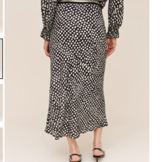 BIAS SKIRT WITH STRIPE ELASTIC WAISTBAND-SKETCHED STARS PRINT