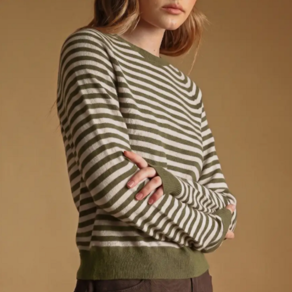 Miou Muse Striped Round Neck Sweater