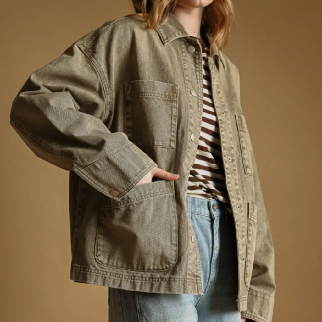 Miou Muse Oversized Washed Color Denim Jacket