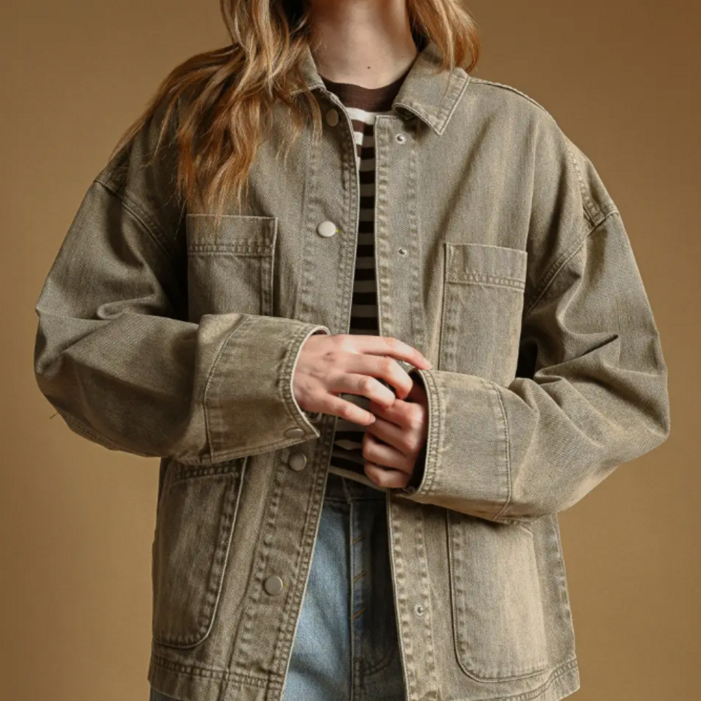 Miou Muse Oversized Washed Color Denim Jacket