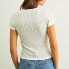 Miou Muse Pointelle Fabric Short Sleeve Tee