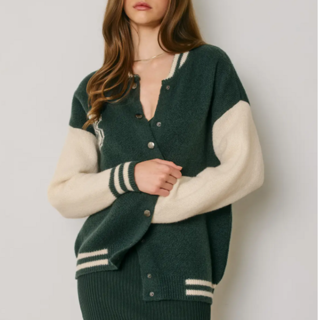 Dress Forum Cropped Varsity Bomber Jacket  BROWN