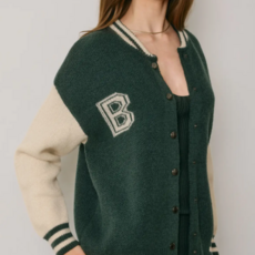 Dress Forum Cropped Varsity Bomber Jacket  BROWN