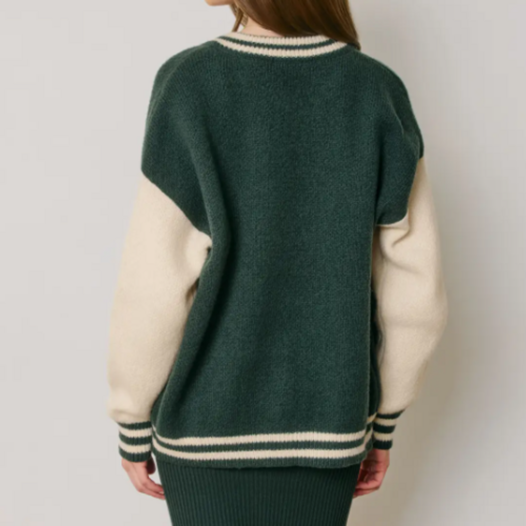 Dress Forum Cropped Varsity Bomber Jacket  BROWN
