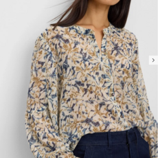 NIC+ZOE BLOOMSBURY CHIFFON SHIRT NEUTRAL MULTI