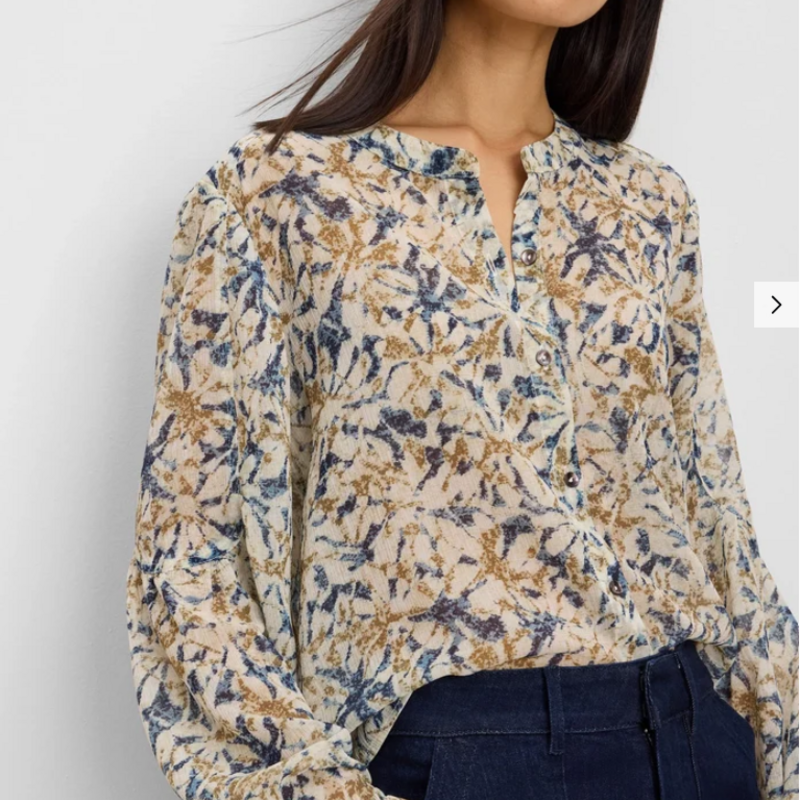 NIC+ZOE BLOOMSBURY CHIFFON SHIRT NEUTRAL MULTI