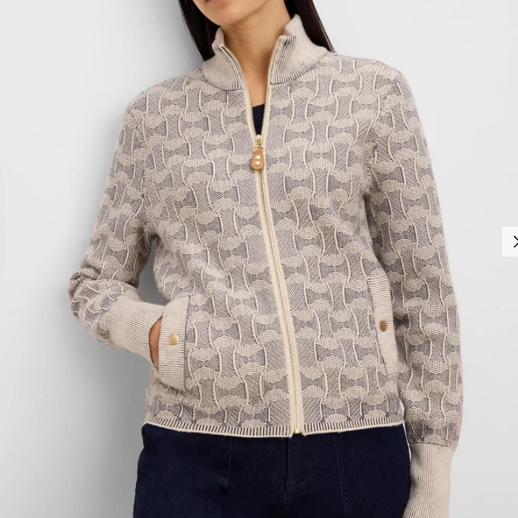 NIC+ZOE DAPPER SWIRL KNIT JACKET NEUTRAL